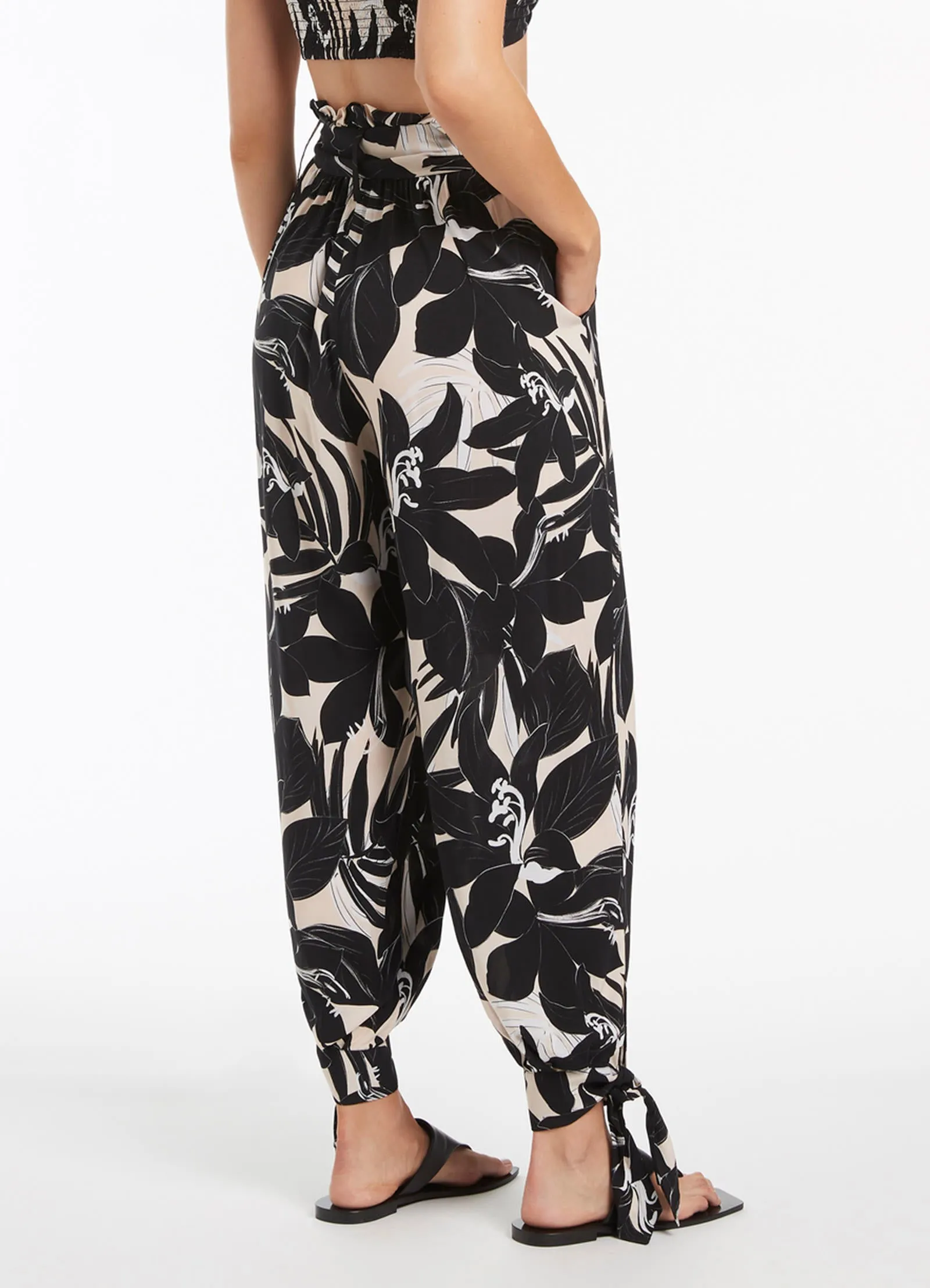 Floreale Tie Cuff Pant - Black