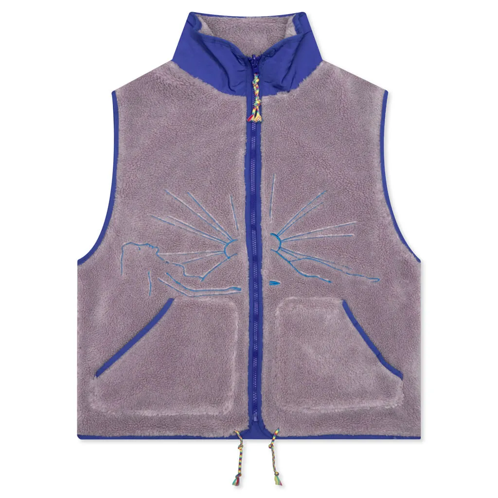 Fuzzy Vest - Brown/Blue