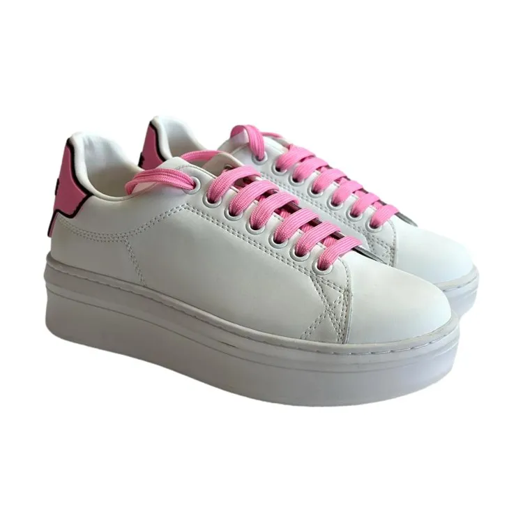 Gaelle Paris GACAW0013 ADDICT Sneaker Donna Stringate Bianco Rosa