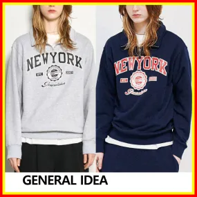 GENERAL IDEA  |Unisex Street Style U-Neck Long Sleeves Plain Logo