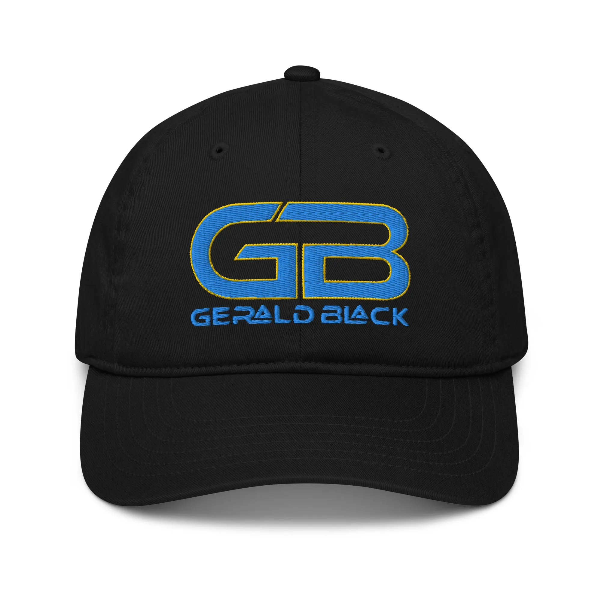 Gerald Black Cotton Structured Embroidery Baseball Hat for Unisex