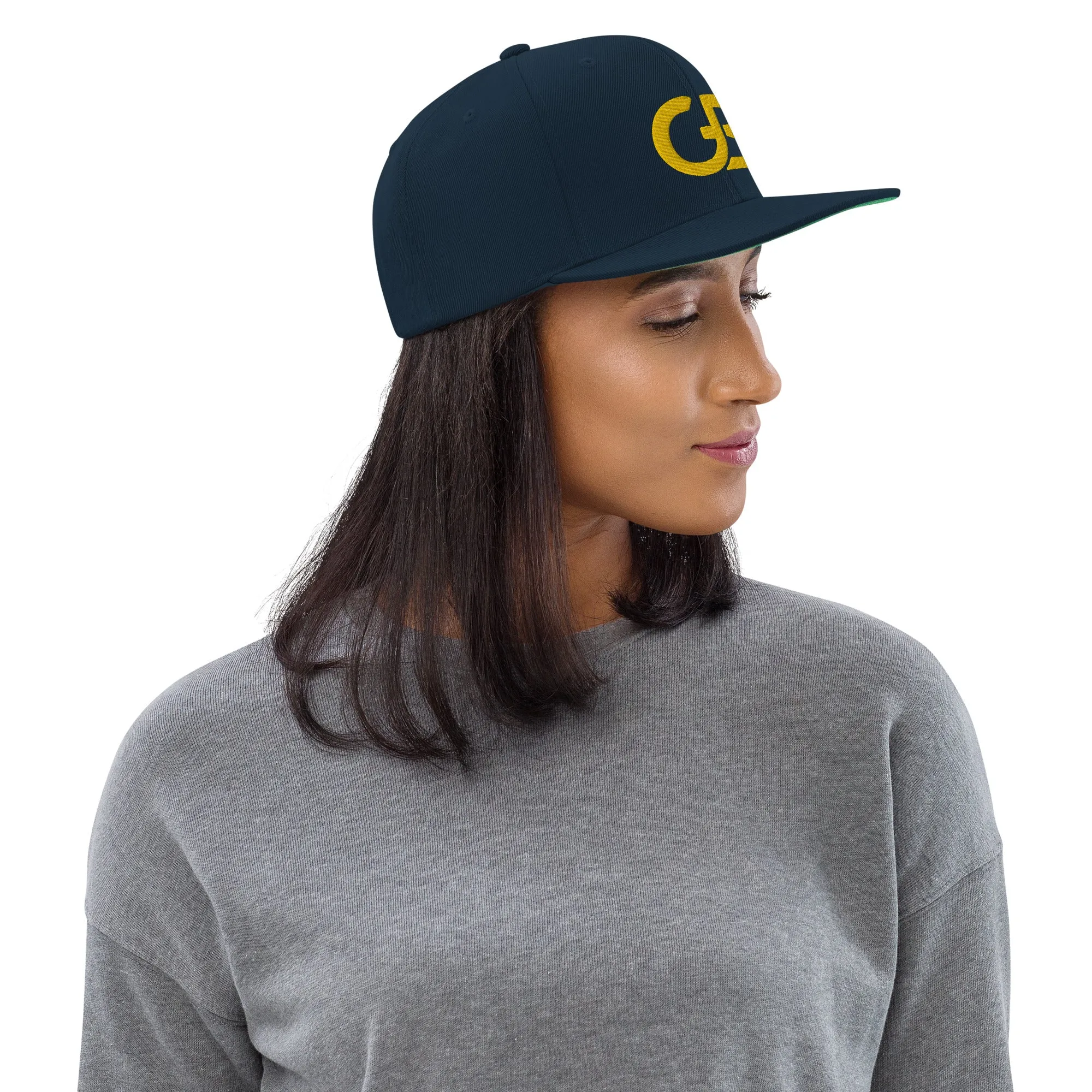 Gerald Black Flat Brim Yellow GB Logo Embroidery Baseball Hat for Unisex