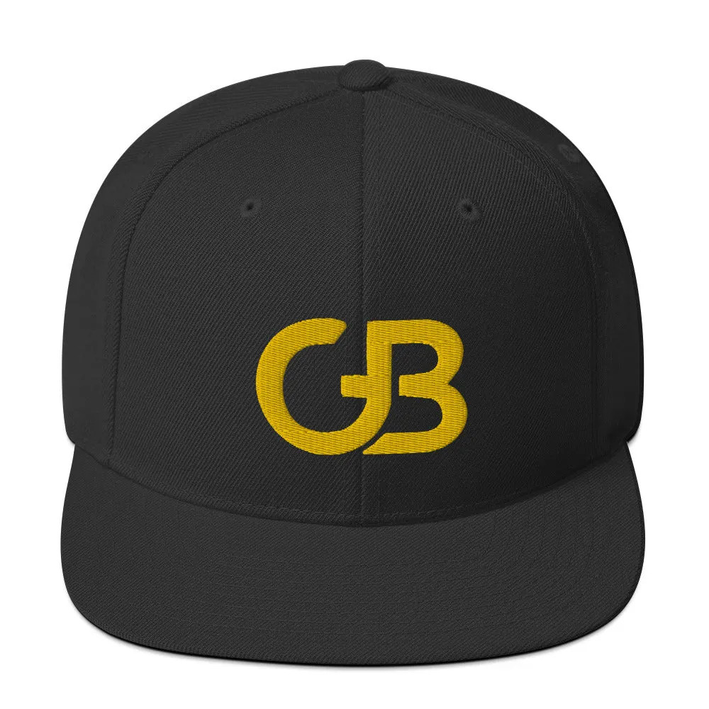 Gerald Black Flat Brim Yellow GB Logo Embroidery Baseball Hat for Unisex