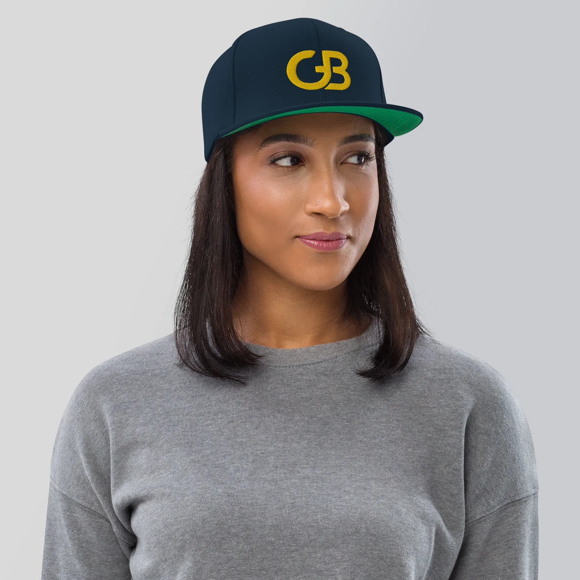 Gerald Black Flat Brim Yellow GB Logo Embroidery Baseball Hat for Unisex