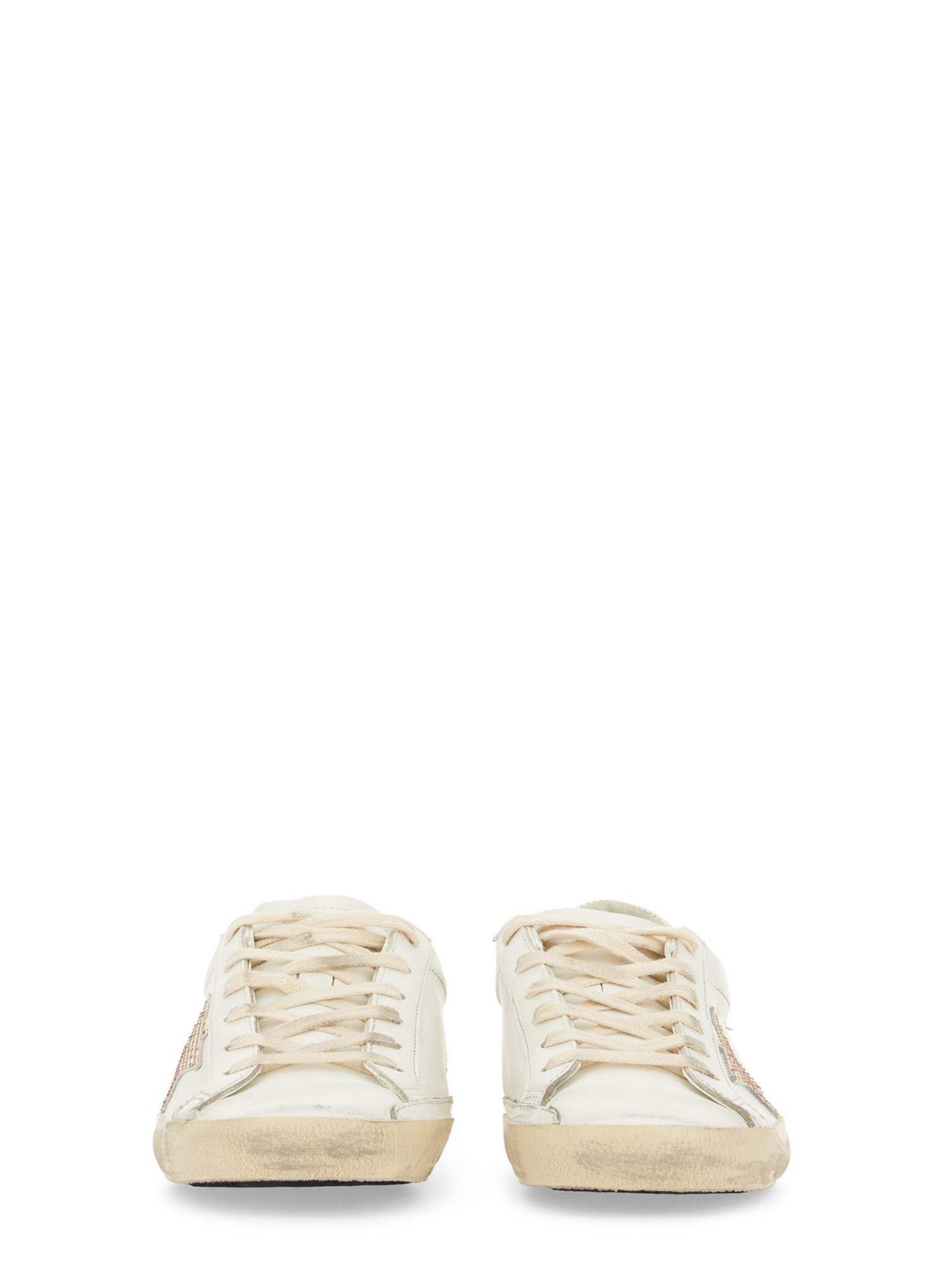 GOLDEN GOOSE    LEATHER SUPER STAR SNEAKER WITH CRYSTAL STAR