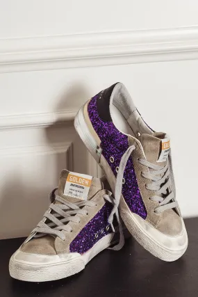 GOLDEN GOOSE Sneaker donna Super-Star in glitter viola