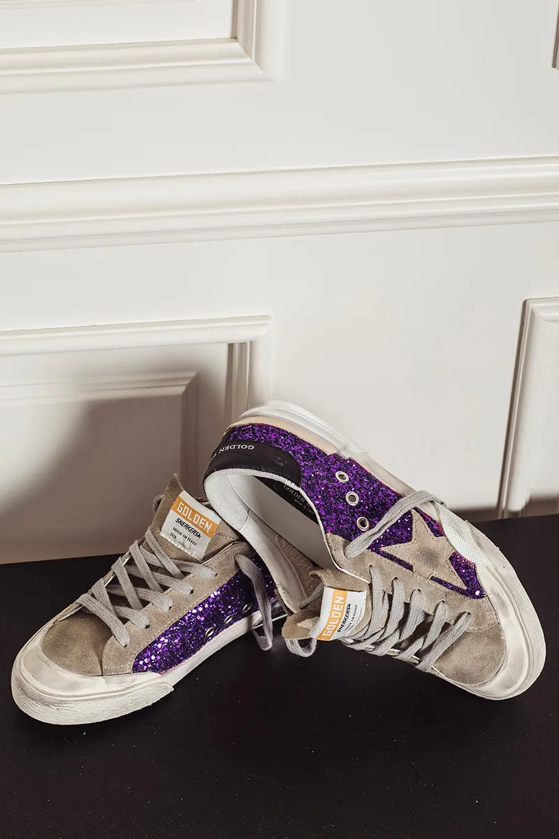 GOLDEN GOOSE Sneaker donna Super-Star in glitter viola