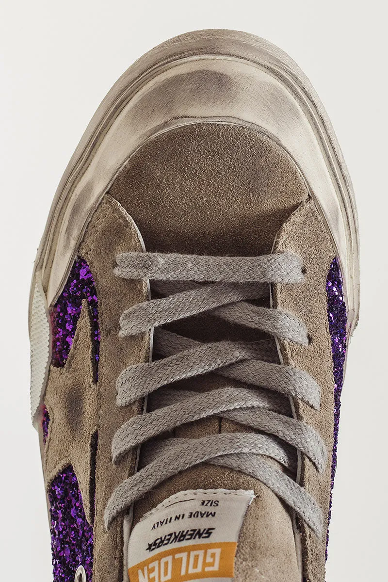 GOLDEN GOOSE Sneaker donna Super-Star in glitter viola