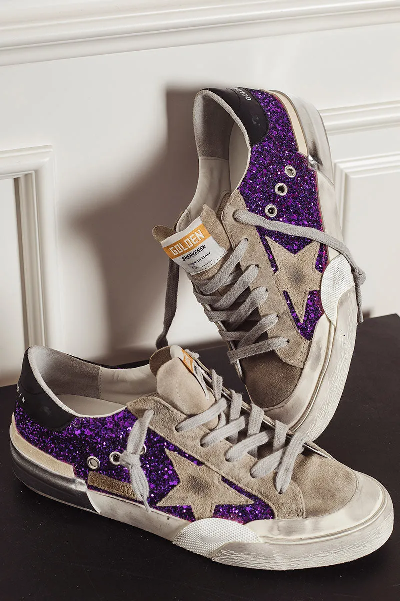 GOLDEN GOOSE Sneaker donna Super-Star in glitter viola