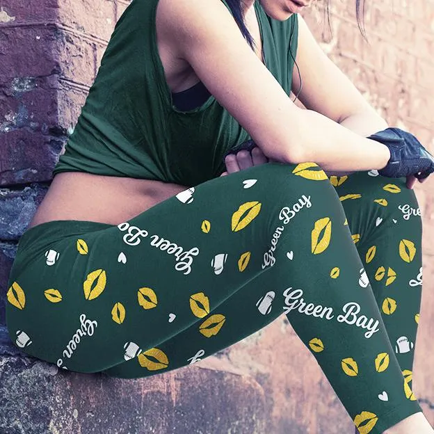 Green Bay Sports Lovin Kisses FB Leggings