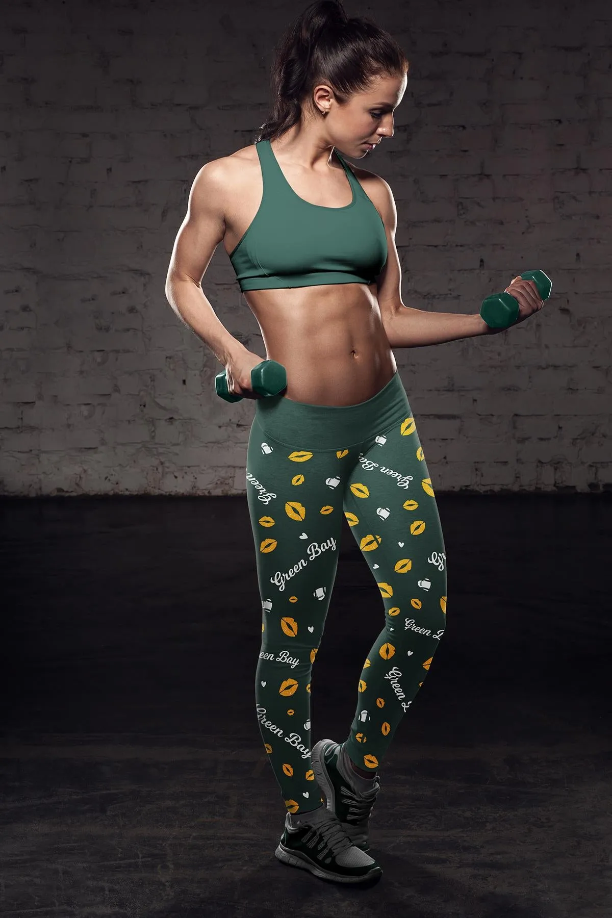 Green Bay Sports Lovin Kisses FB Leggings