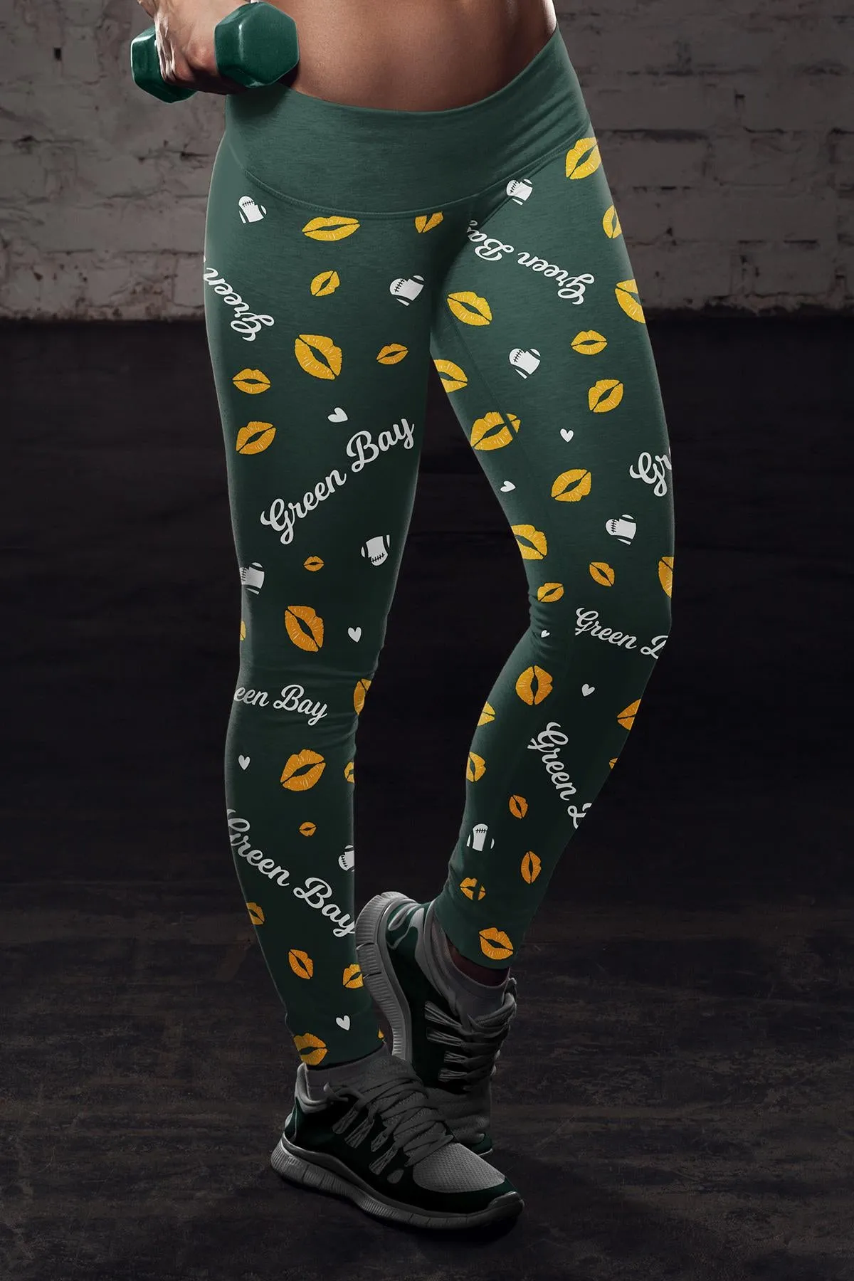 Green Bay Sports Lovin Kisses FB Leggings