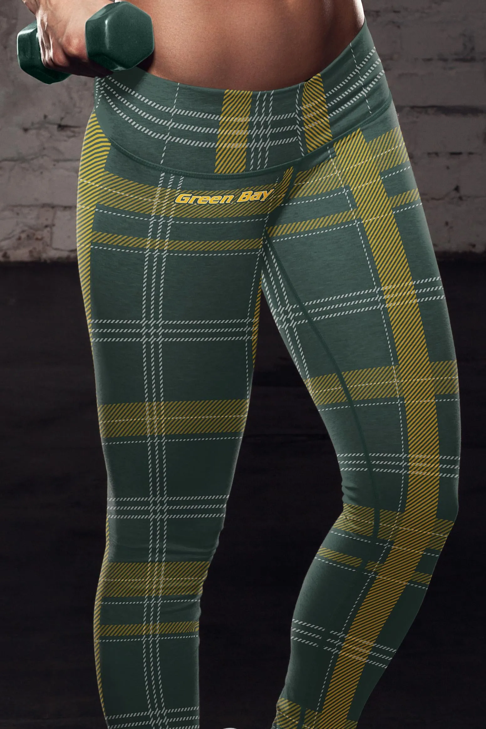 Green Bay Sports Plaid Leggings