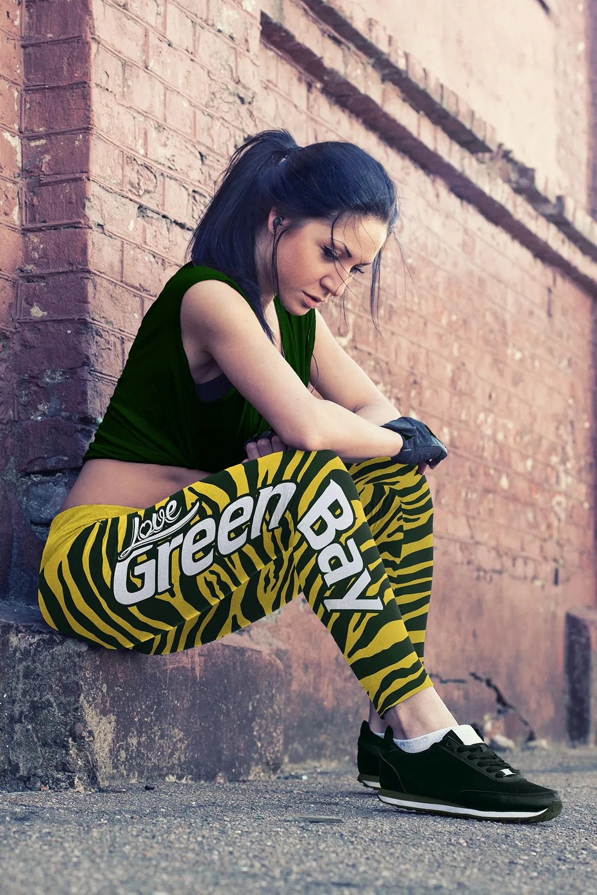 Green Bay Sports Striped Leggings