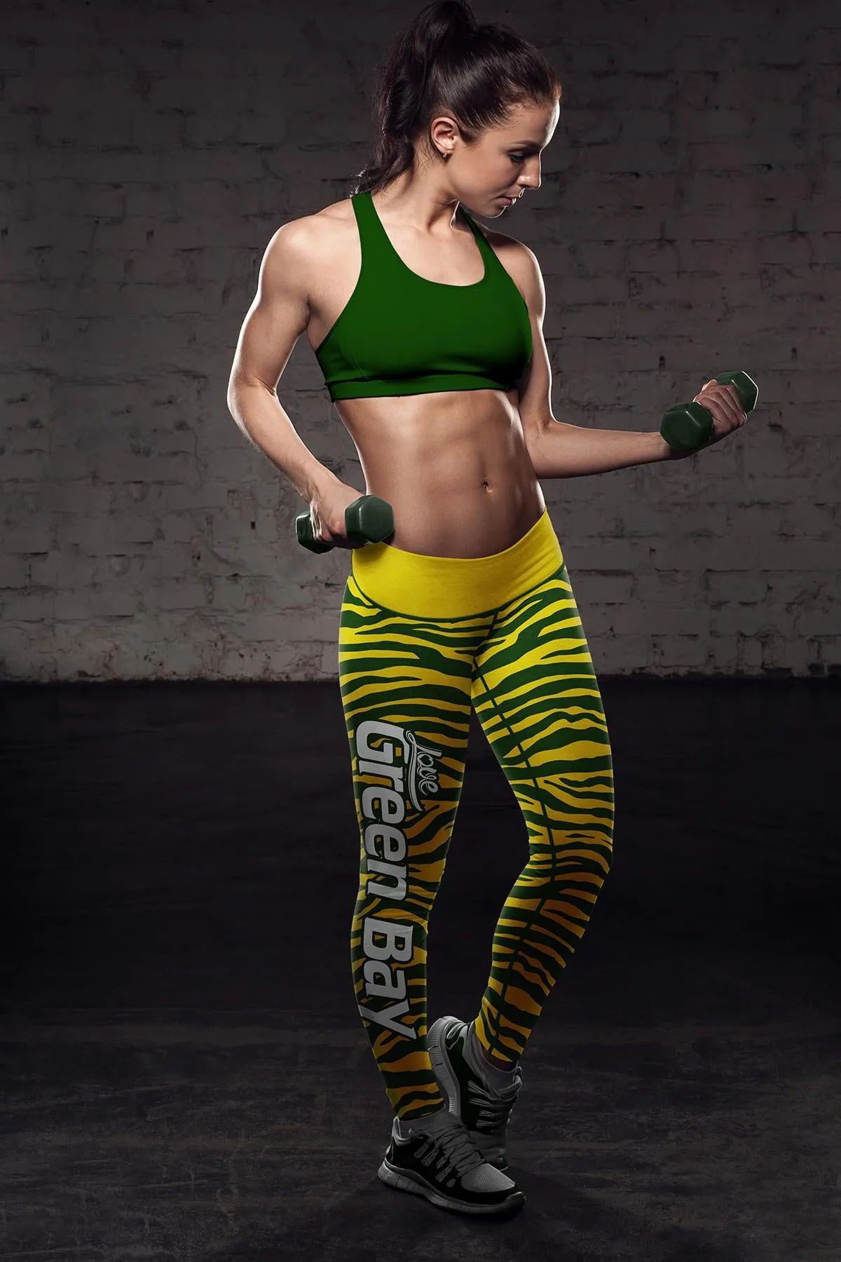 Green Bay Sports Striped Leggings