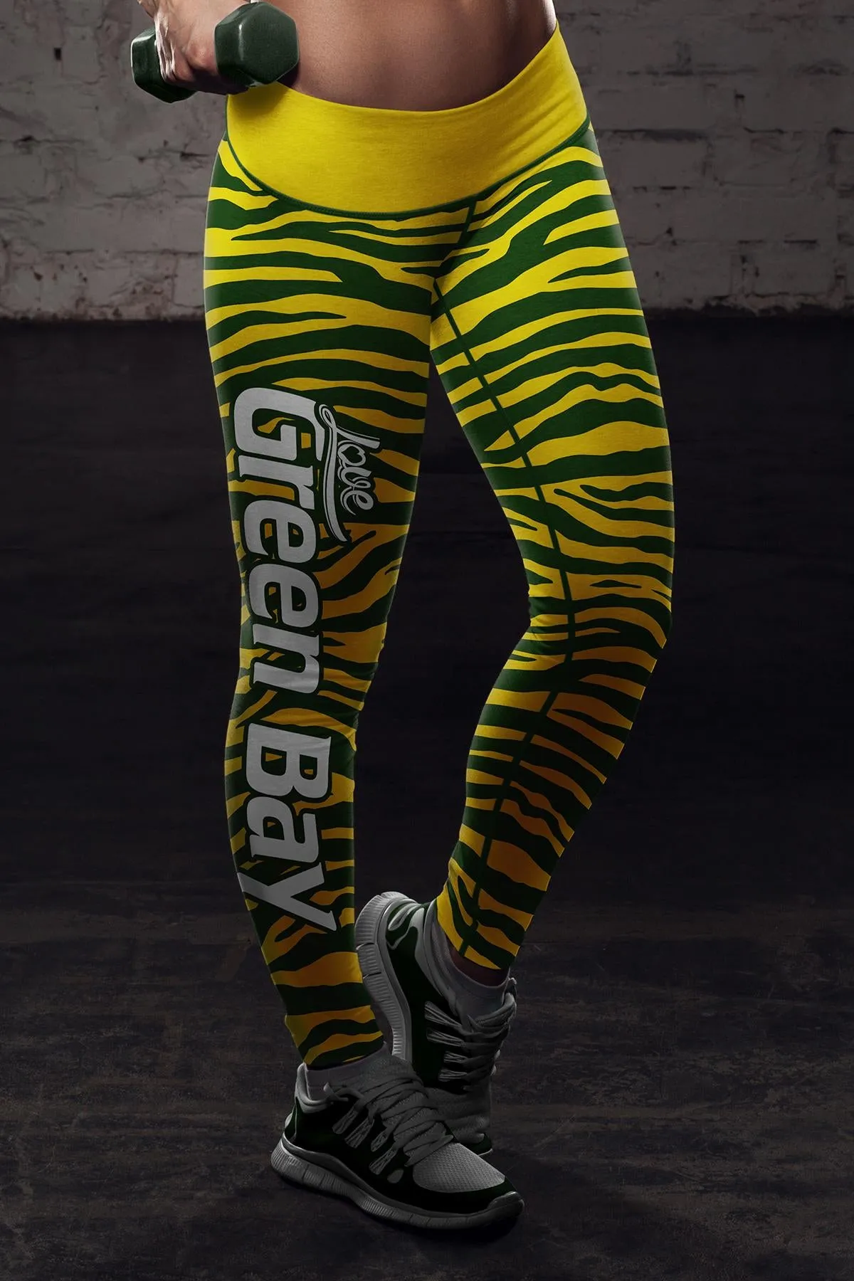 Green Bay Sports Striped Leggings