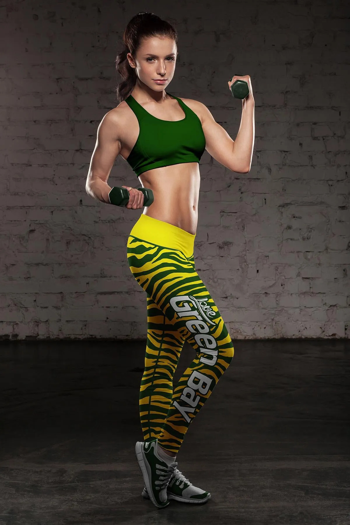 Green Bay Sports Striped Leggings