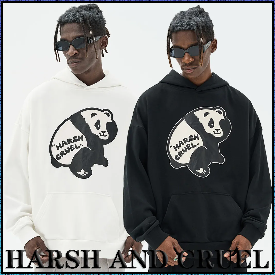 HARSH AND CRUEL  |Unisex Street Style Long Sleeves Cotton Oversized Logo