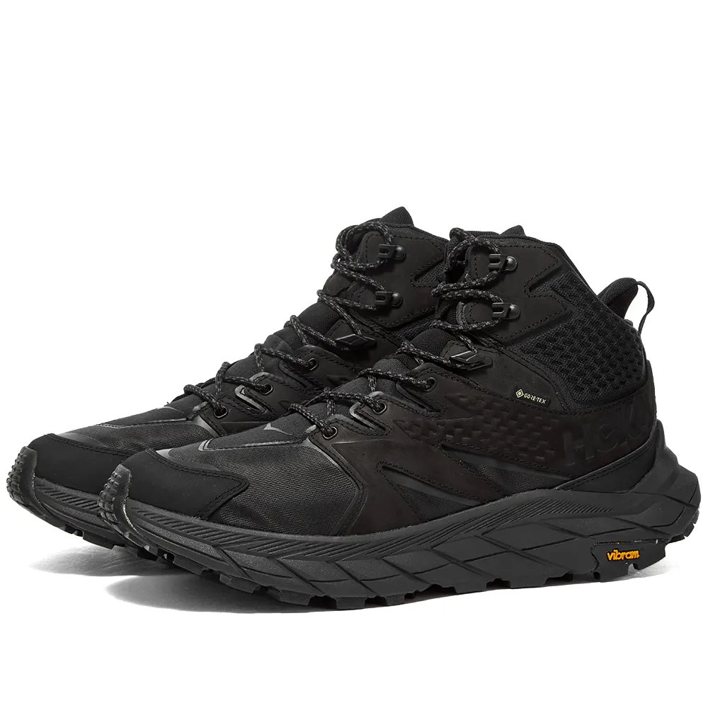 Hoka Mens Anacapa Mid Gortex Lace Up Shoes- Black/Black