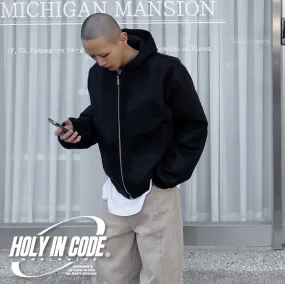 HOLY IN CODE  |Unisex Street Style Long Sleeves Plain Oversized Military