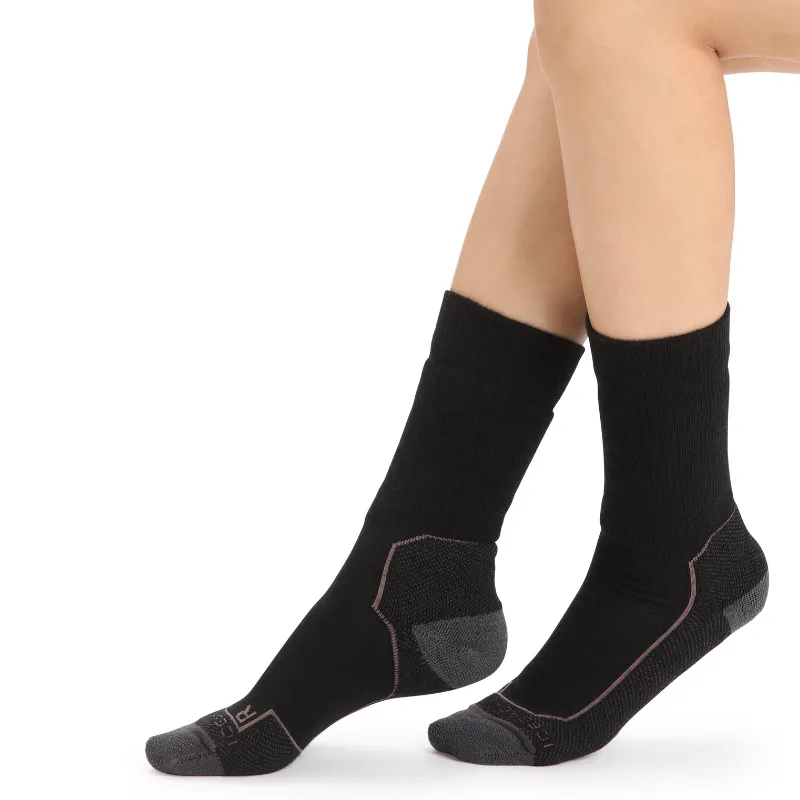 icebreaker Merino Women's Hike+ Medium Crew Socks - Black Dawn Snow