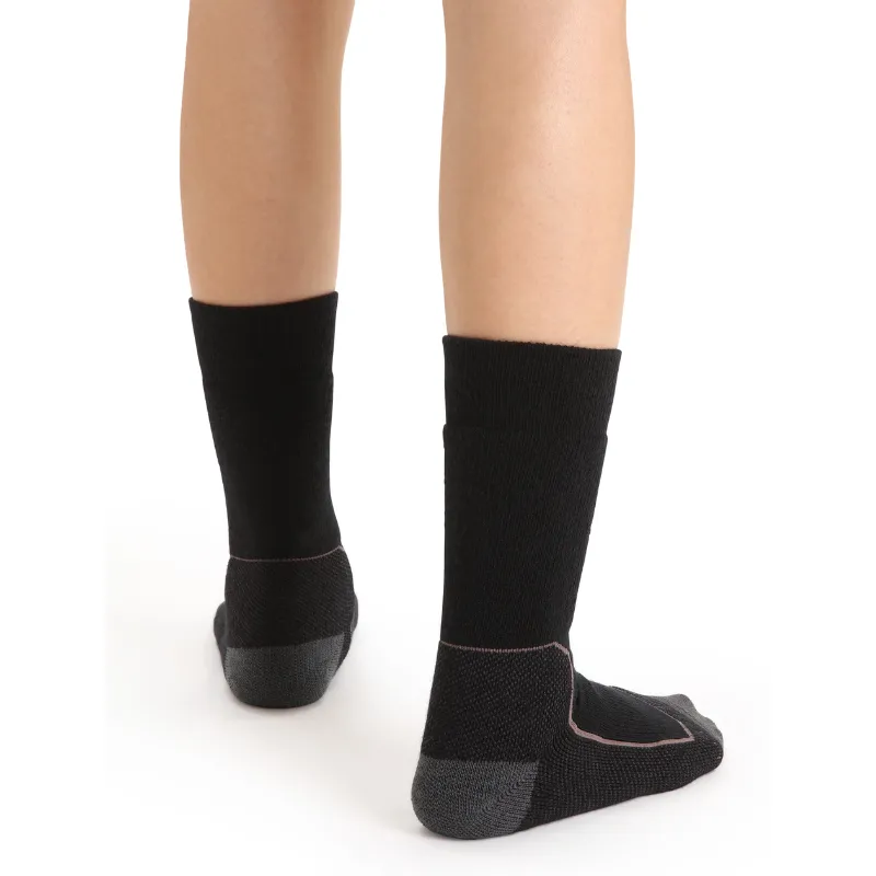 icebreaker Merino Women's Hike+ Medium Crew Socks - Black Dawn Snow