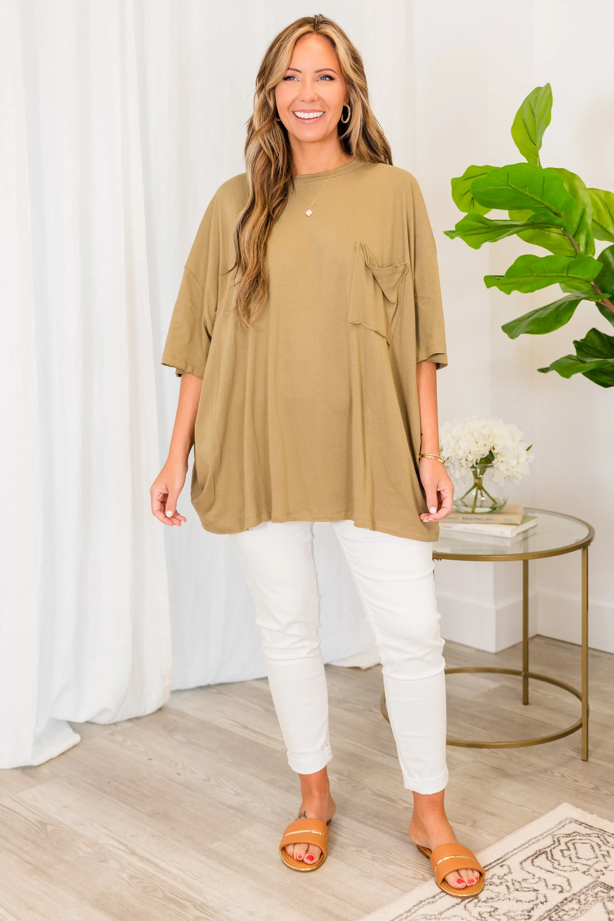 It Comes Naturally Top, Khaki