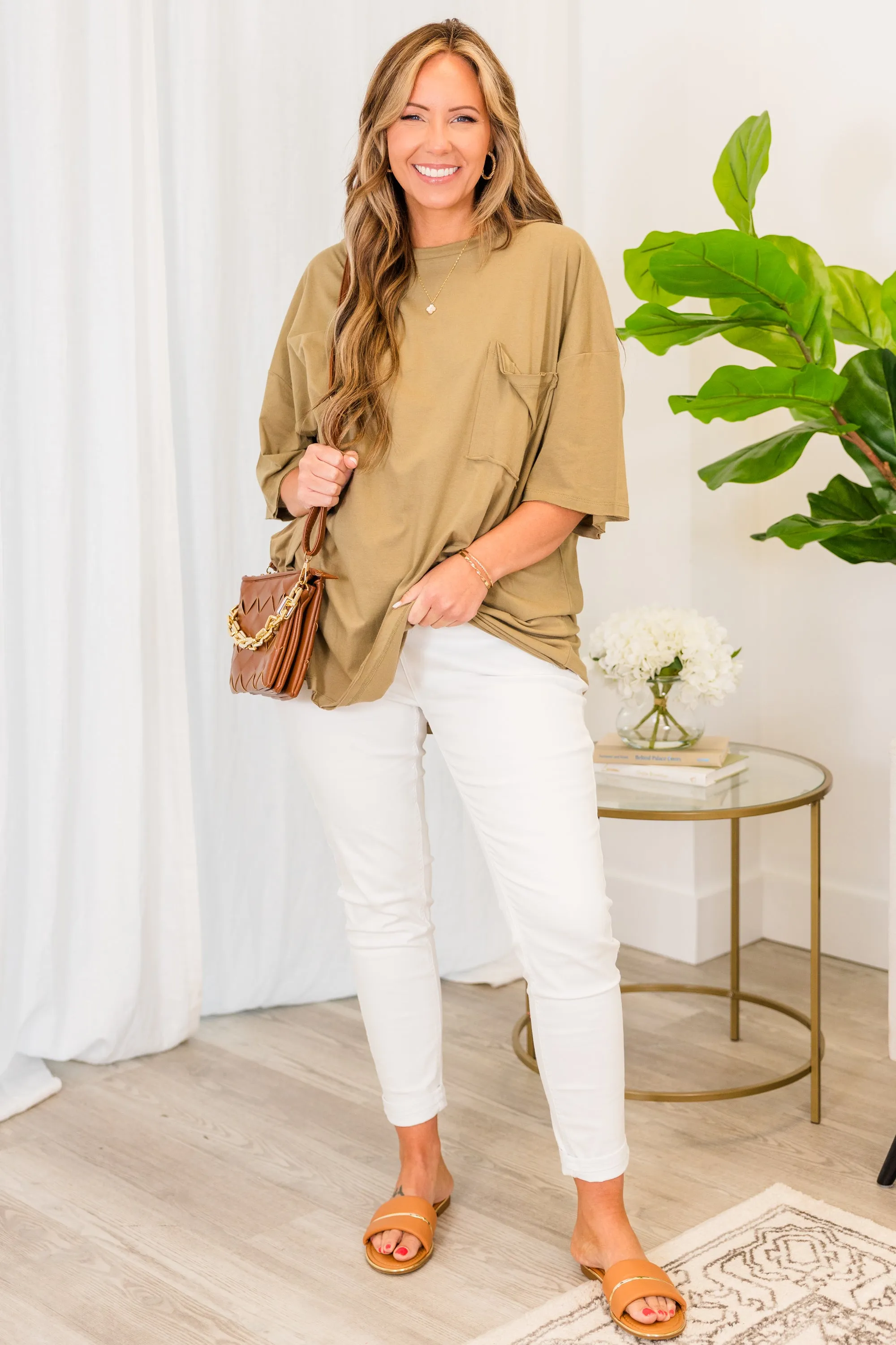 It Comes Naturally Top, Khaki