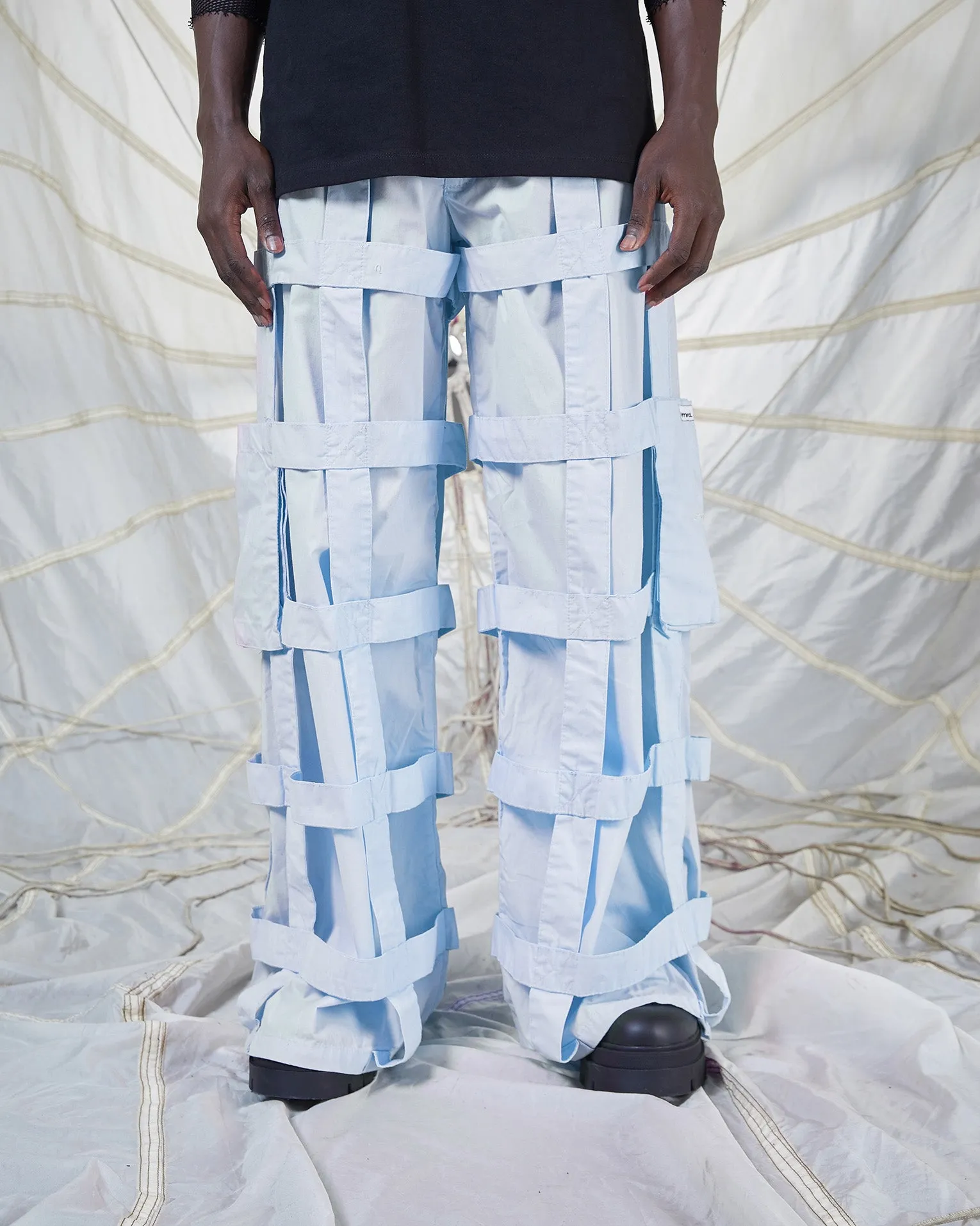 LATTICE TROUSERS - BABY BLUE