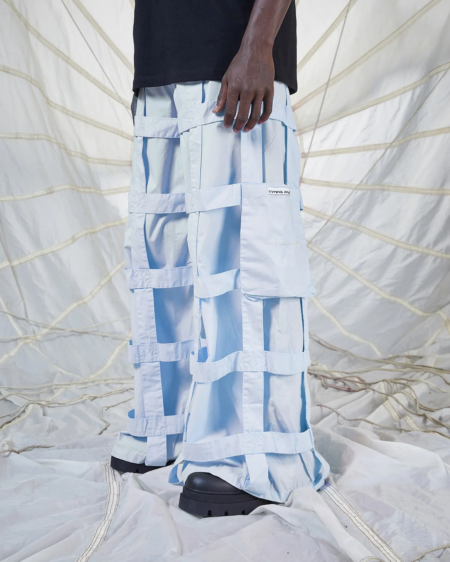 LATTICE TROUSERS - BABY BLUE