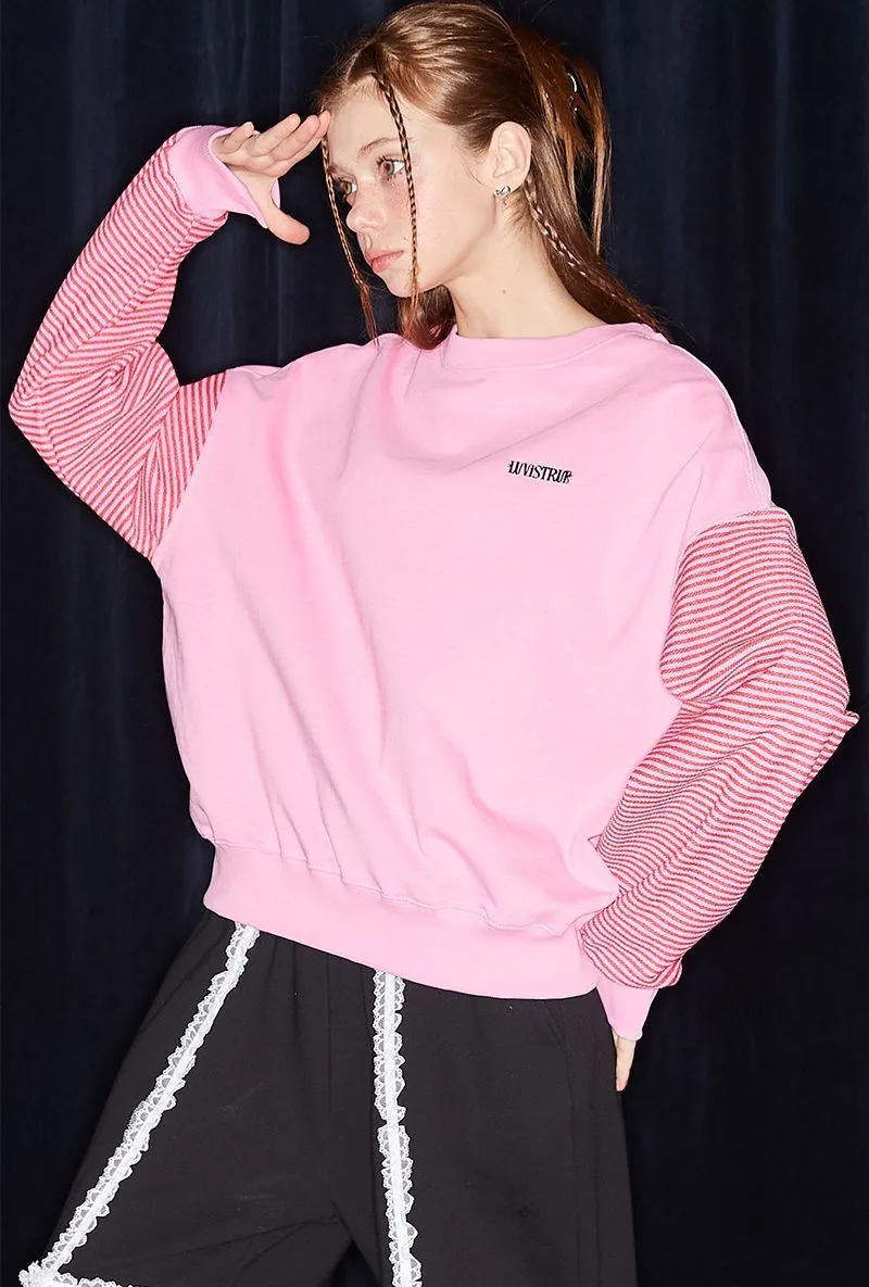 LUV IS TRUE  |Stripes Street Style Bi-color Long Sleeves Plain Oversized