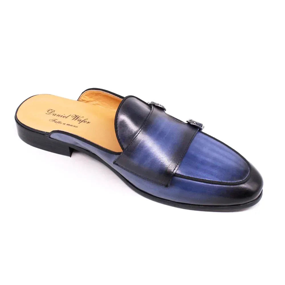 Men's Causal Genuine Leather Double Buckle Breathable Half Shoes