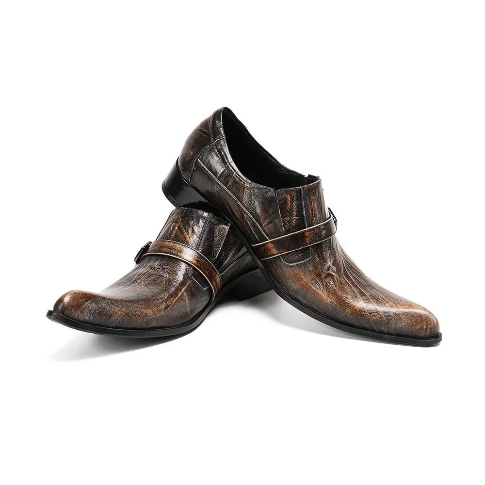 Men's Classic Formal Leather Pointed Toe Buckle Party Dress Shoes