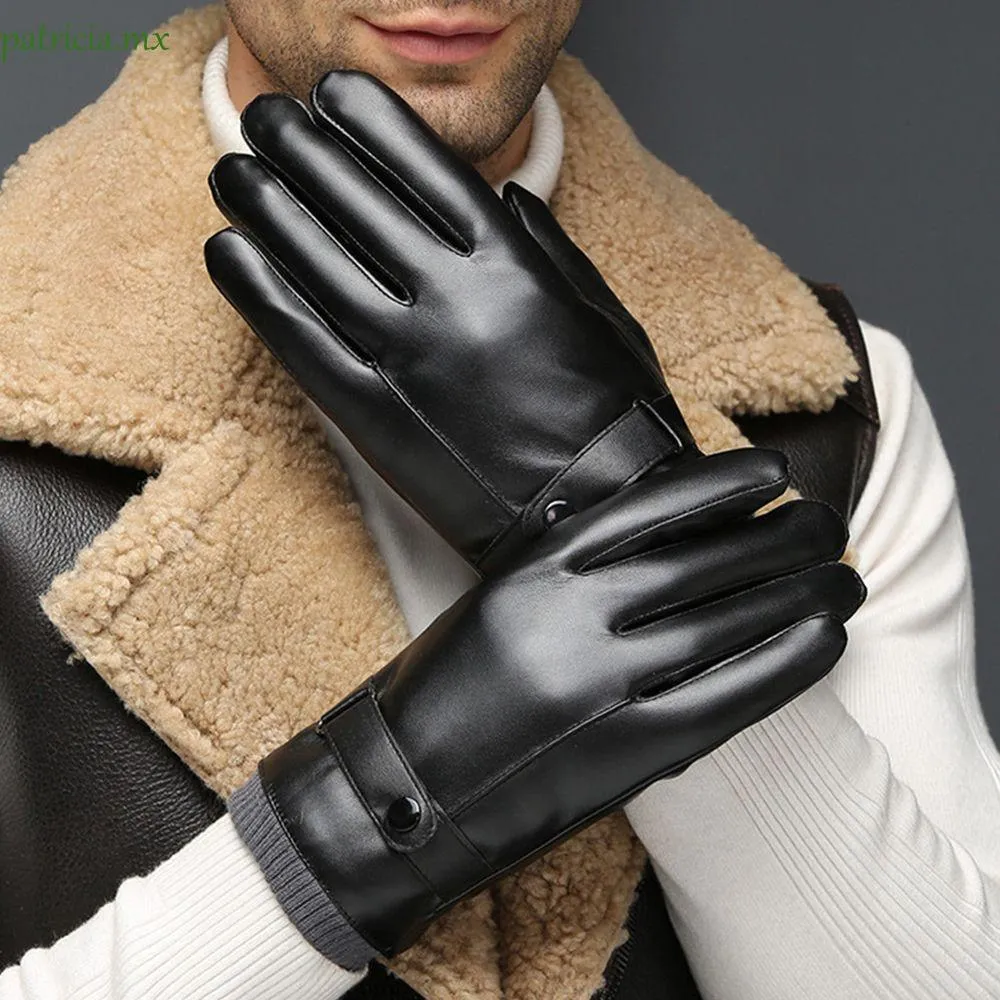 Men's Keep Warm Touch Screen Windproof Synthetic Leather Driving Gloves