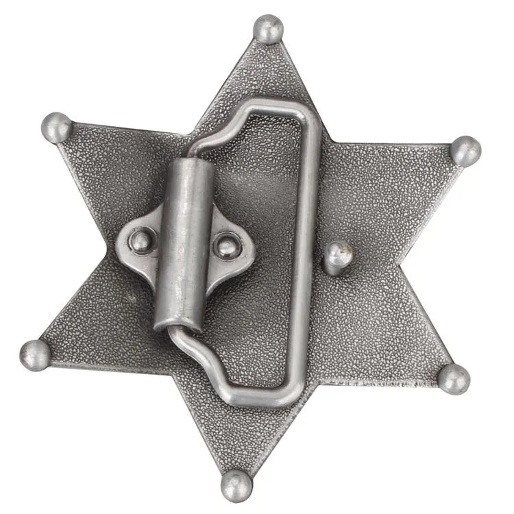 Men's Metal Buckle Sheriff Badge Hexagon Star Sign Cowboy Belts