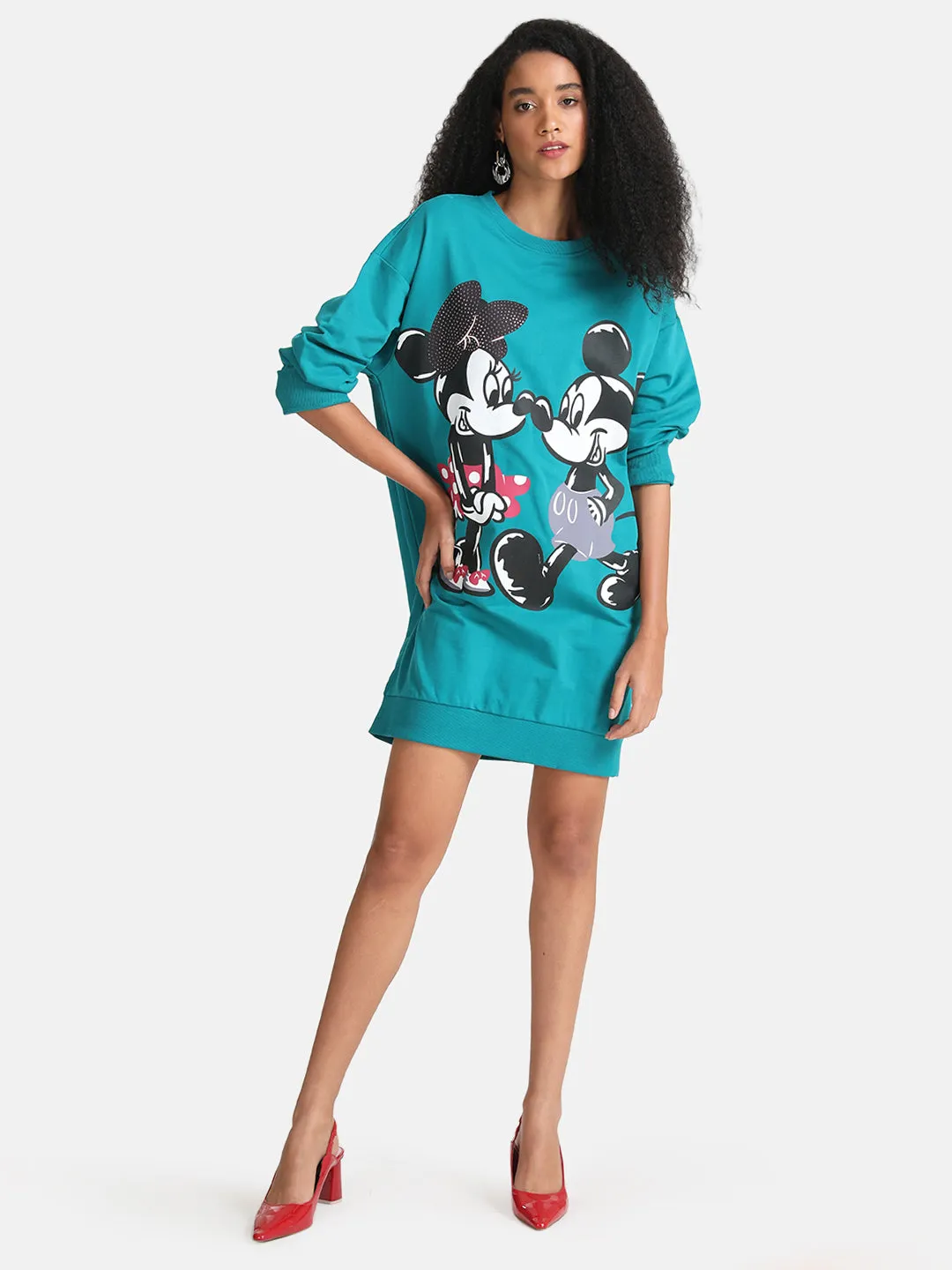 Mickey And Minnie Mouse  Disney Printed Sweat Dress