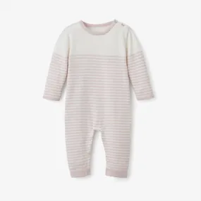 Mini Stripe Knit Coverall, Pink