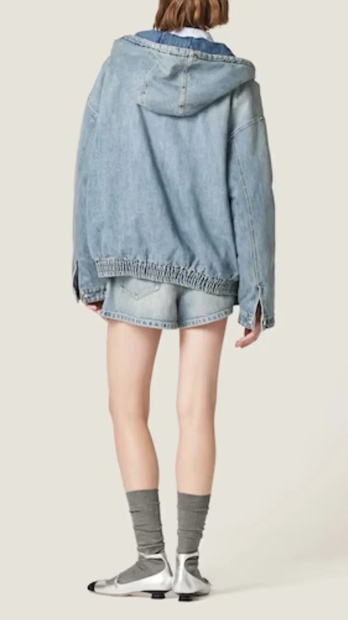 MiuMiu  |Street Style Long Sleeves Oversized Co-ord Logo Washed denim