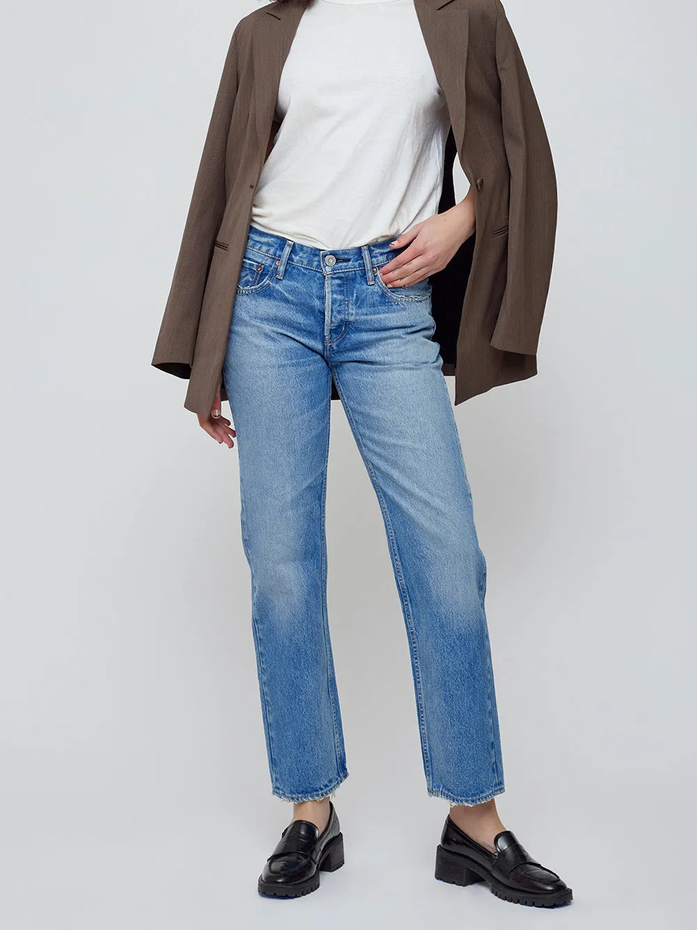 Moussy Vintage Cheval Straight-Low Jeans in Light Blue