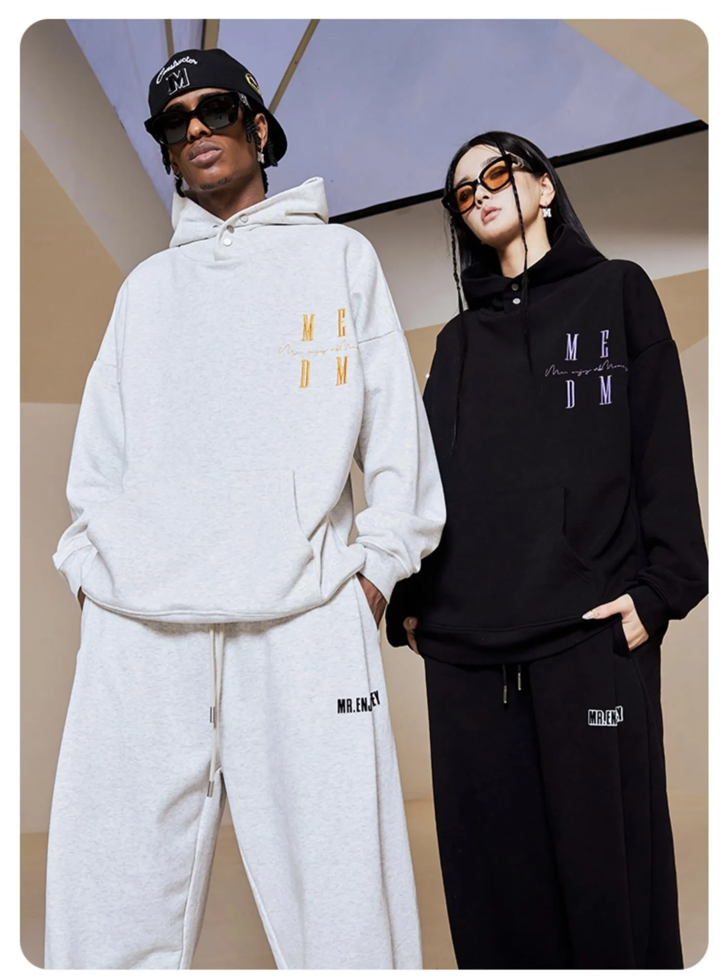 MR. ENJOY DA MONEY  |Unisex Street Style Plain Oversized Logo Hoodies