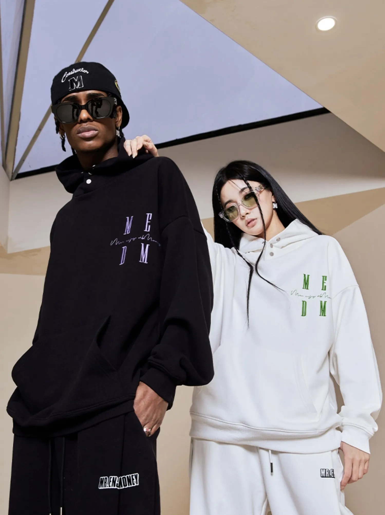 MR. ENJOY DA MONEY  |Unisex Street Style Plain Oversized Logo Hoodies