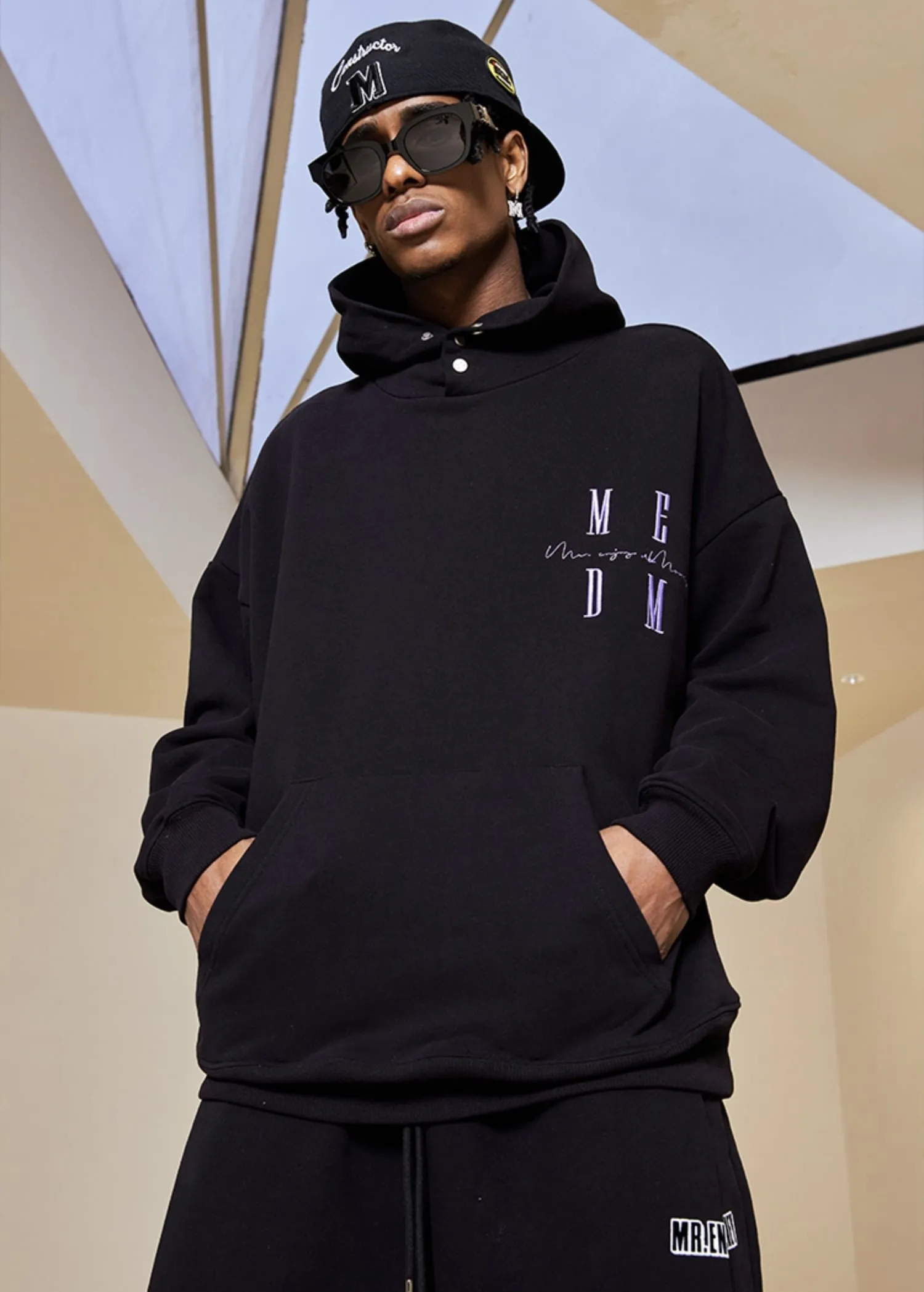 MR. ENJOY DA MONEY  |Unisex Street Style Plain Oversized Logo Hoodies