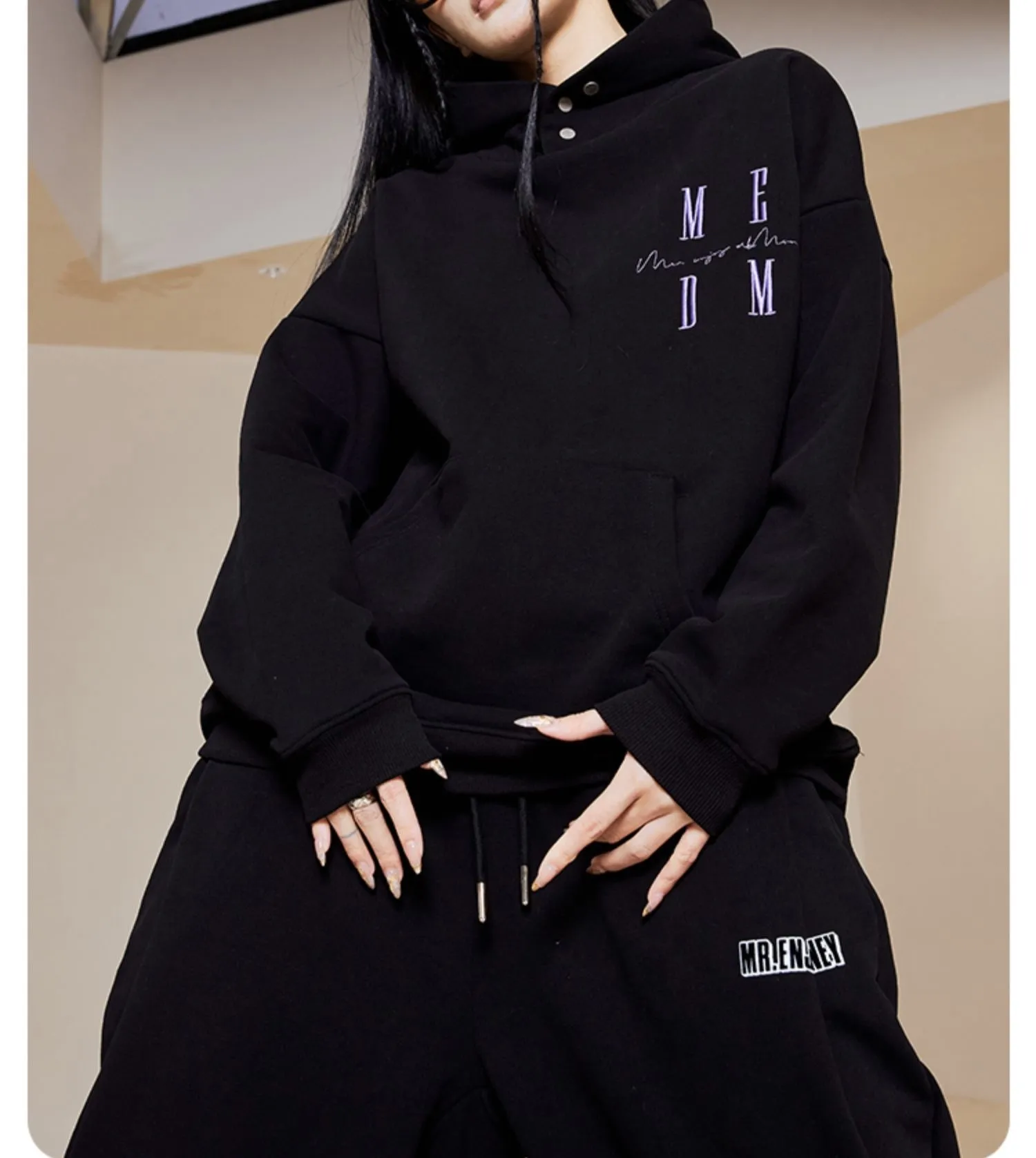 MR. ENJOY DA MONEY  |Unisex Street Style Plain Oversized Logo Hoodies