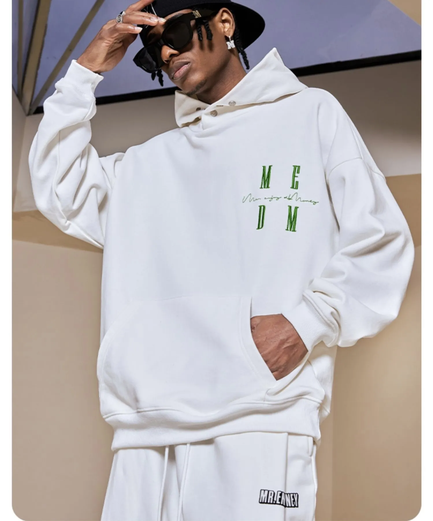 MR. ENJOY DA MONEY  |Unisex Street Style Plain Oversized Logo Hoodies