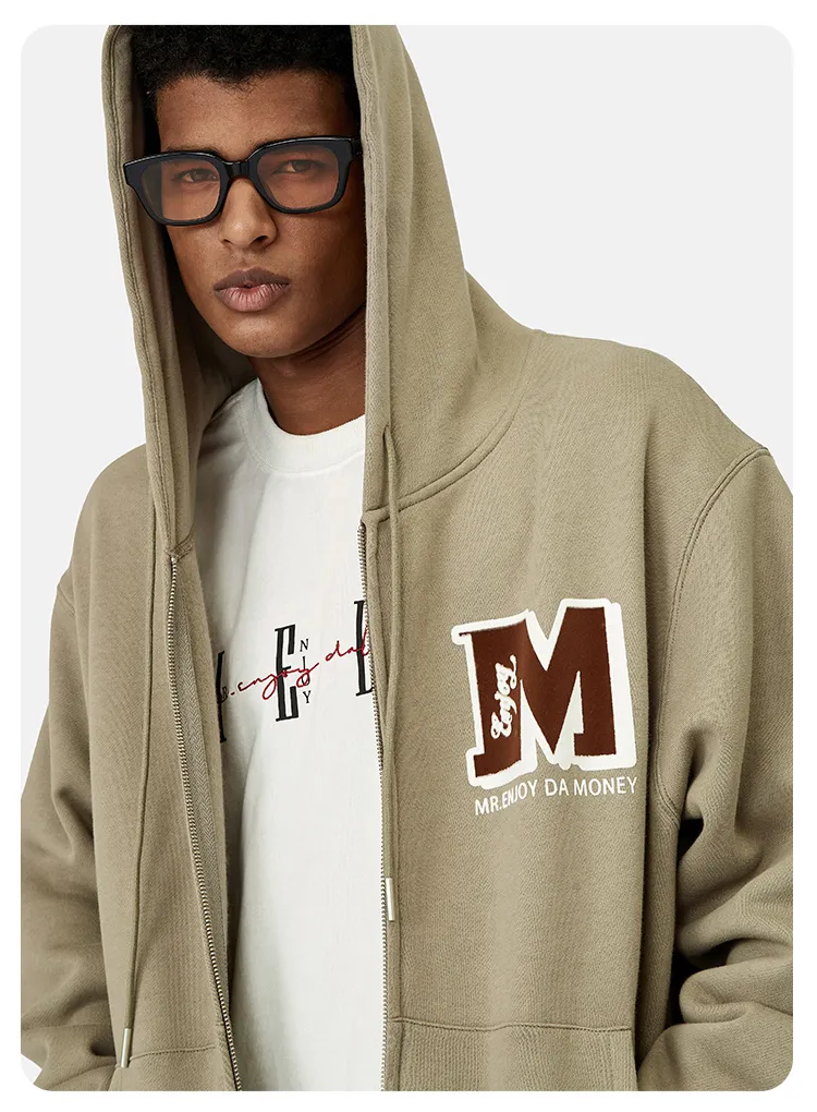 MR. ENJOY DA MONEY  |Unisex Sweat Street Style Long Sleeves Plain Cotton Khaki