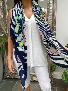 Multi Print Tassel Scarf