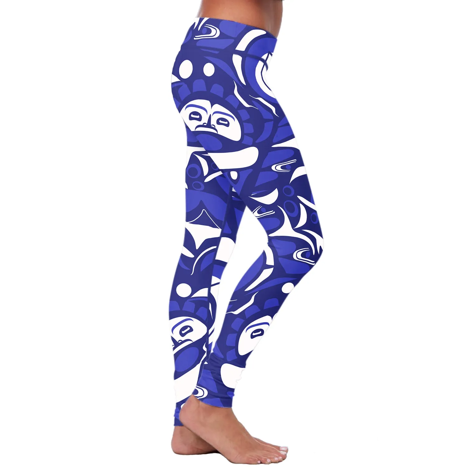 Native Pattern Blue and White Leggings