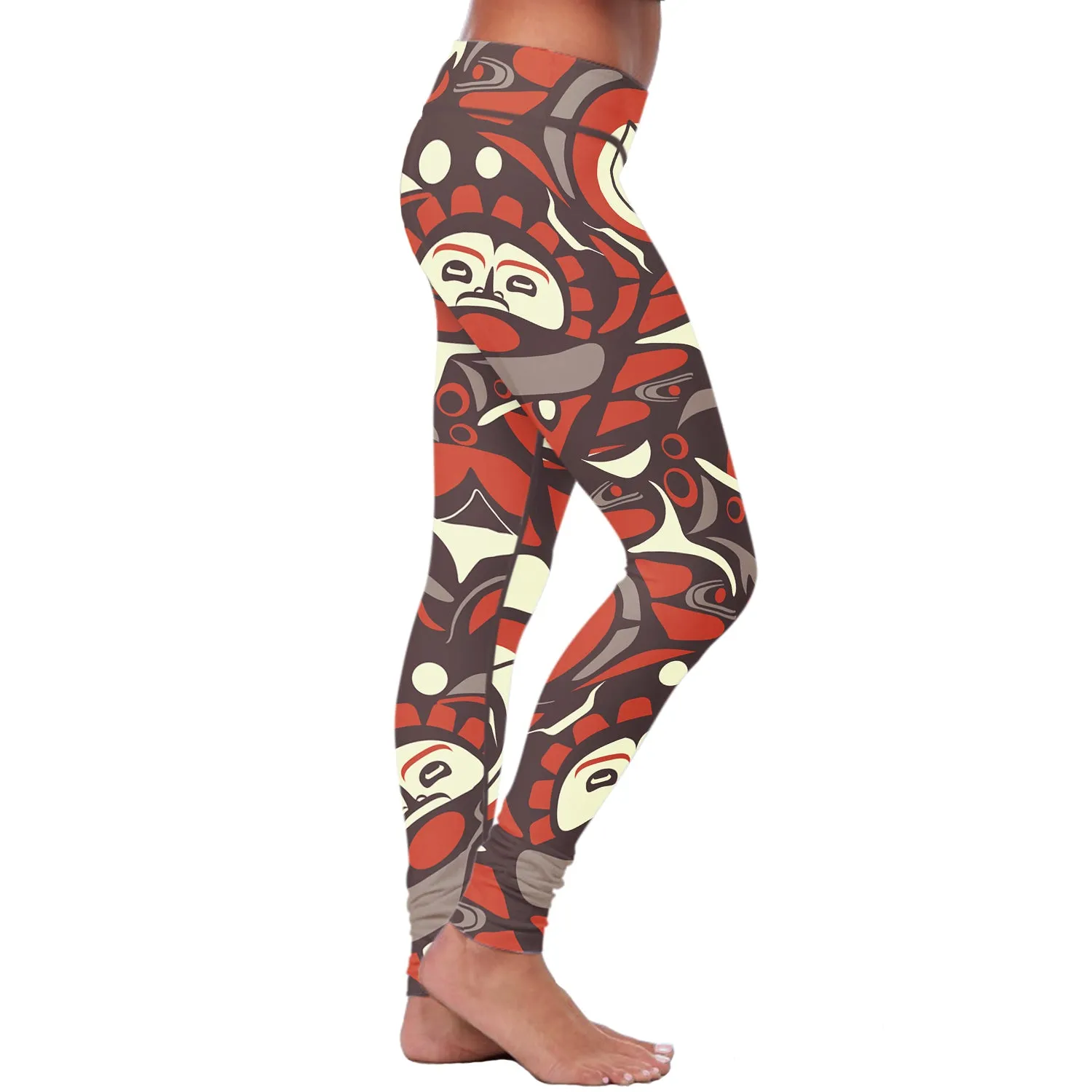 Native Pattern Brown and Orange Leggings