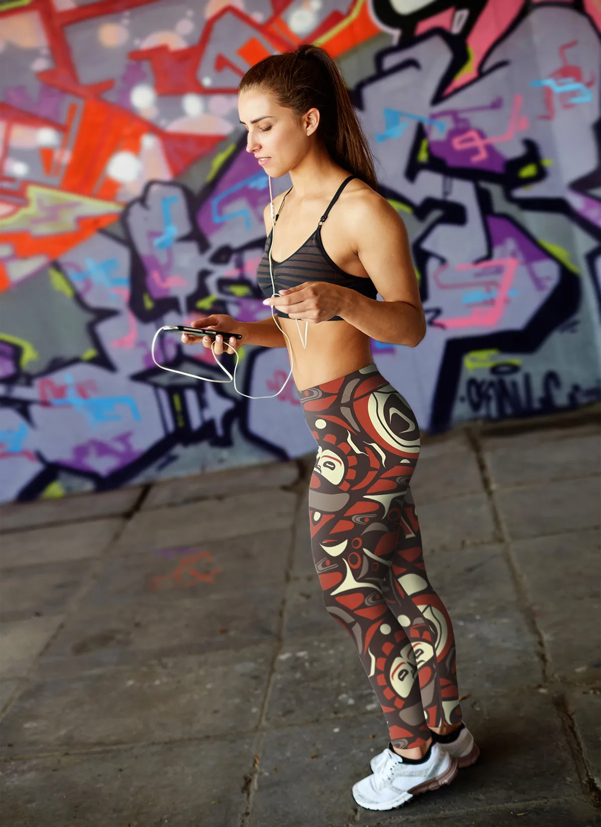 Native Pattern Brown and Orange Leggings