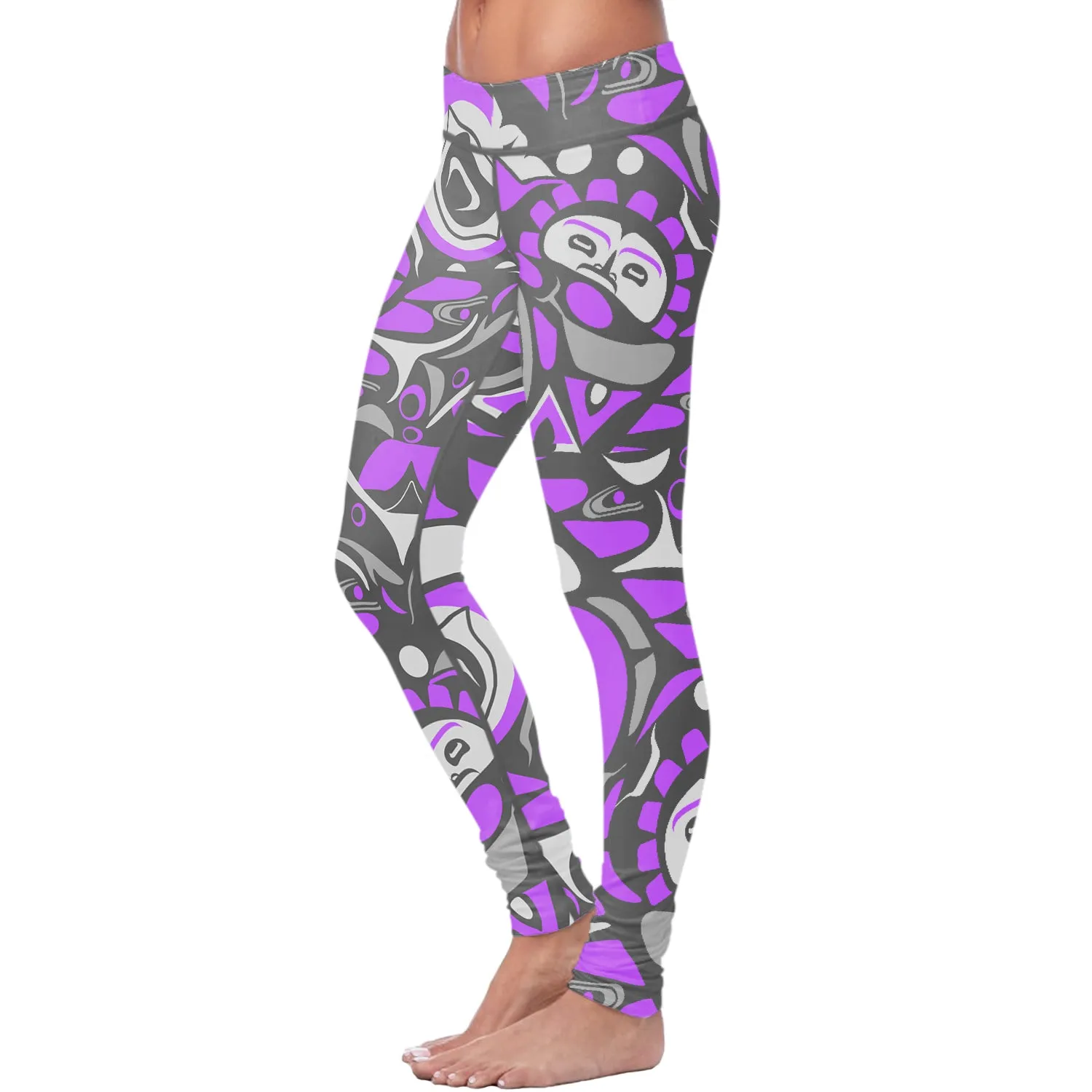 Native Pattern Purple and Gray Leggings